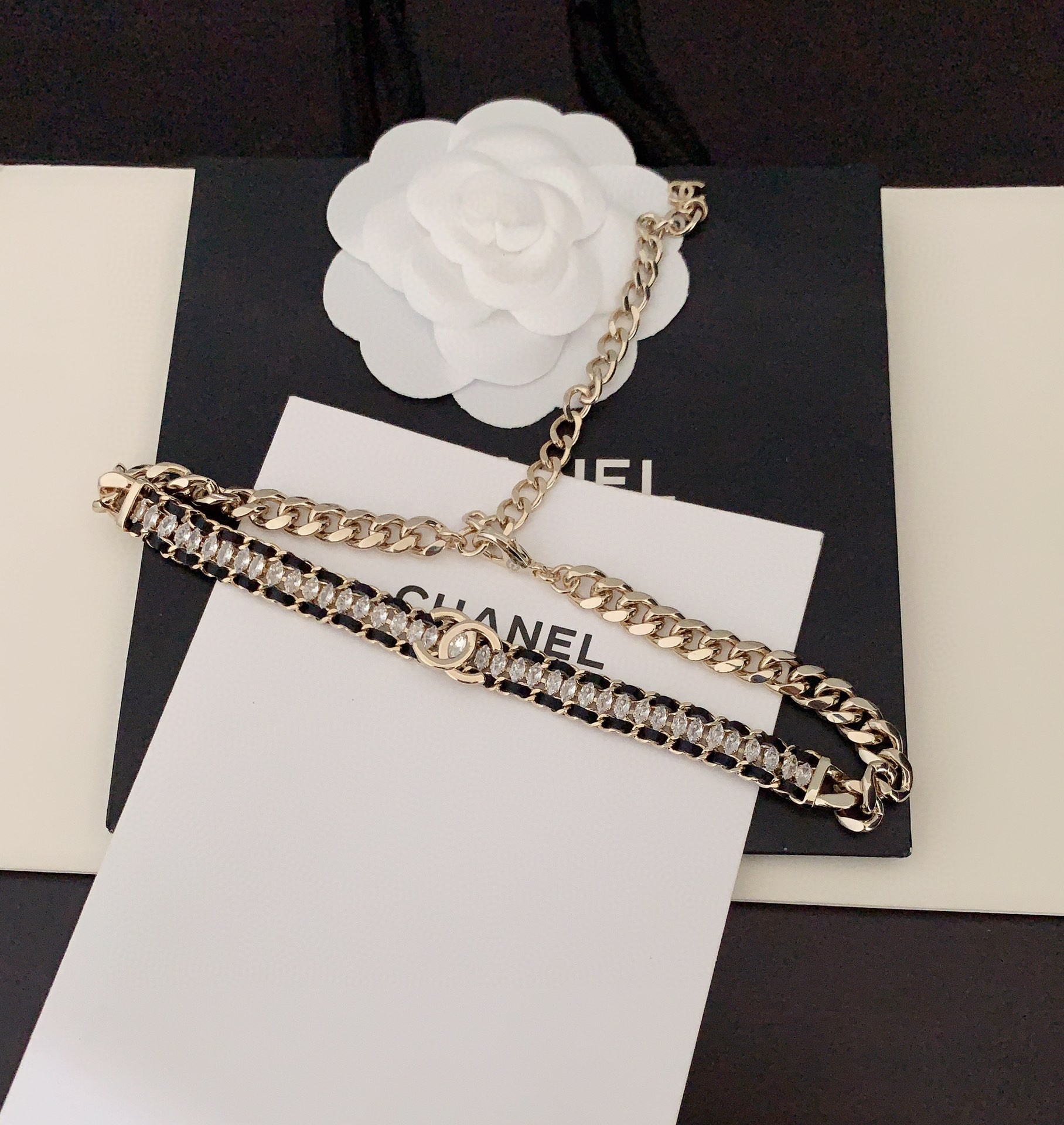Bagsaaa Ch**el Gold and Black Bracelet
