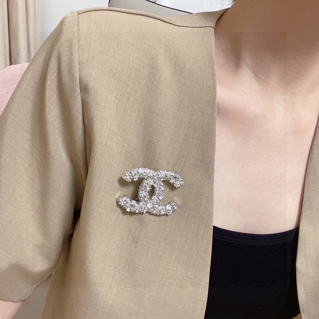 Bagsaaa Ch**el Silver and Crystal Brooch