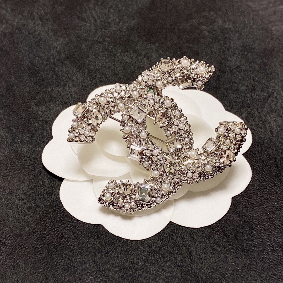 Bagsaaa Ch**el Silver and Crystal Brooch