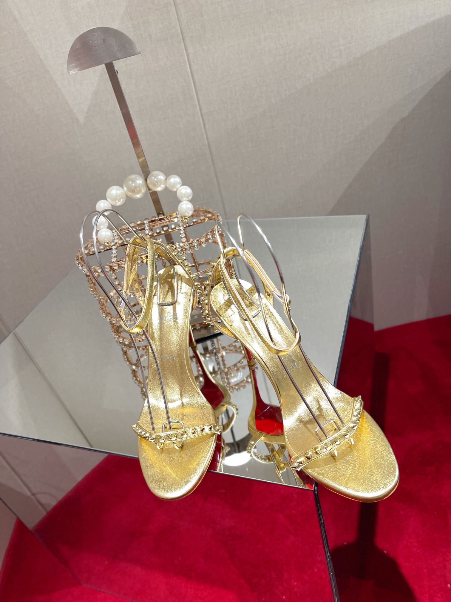 Bagsaaa Chr1st1an LOUBOUTIN So Me Spike 100 Metallic Gold Leather Heels