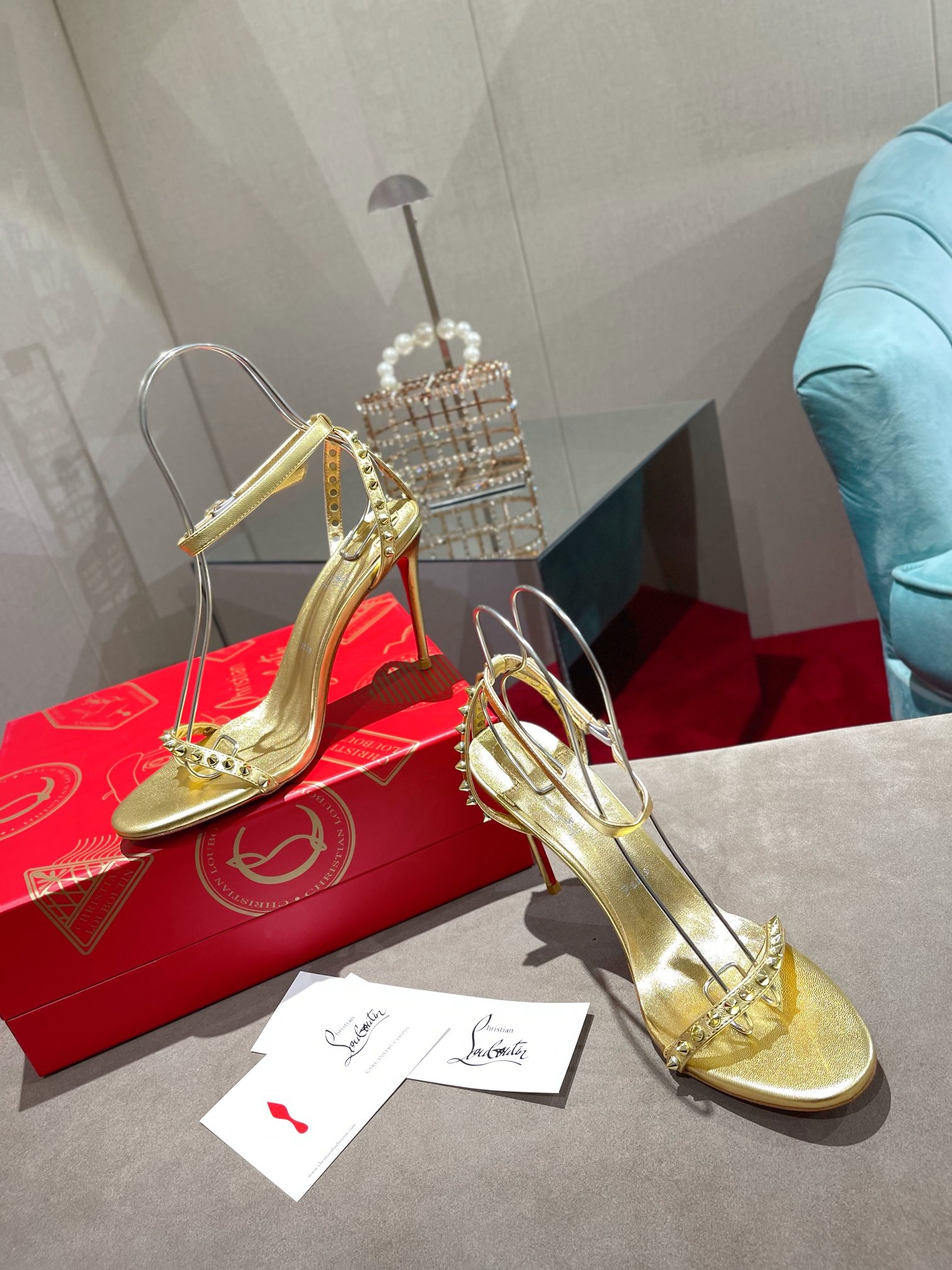 Bagsaaa Chr1st1an LOUBOUTIN So Me Spike 100 Metallic Gold Leather Heels