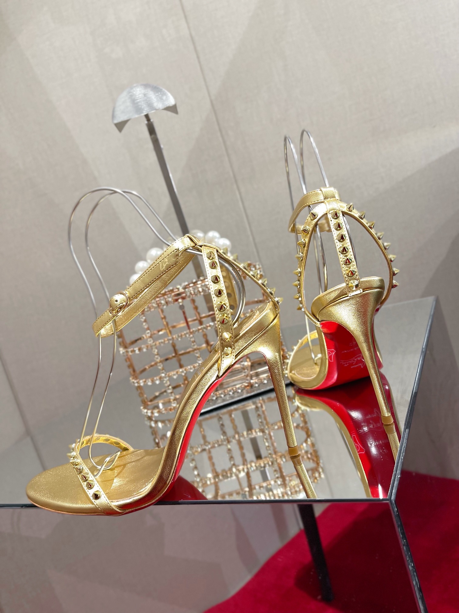 Bagsaaa Chr1st1an LOUBOUTIN So Me Spike 100 Metallic Gold Leather Heels