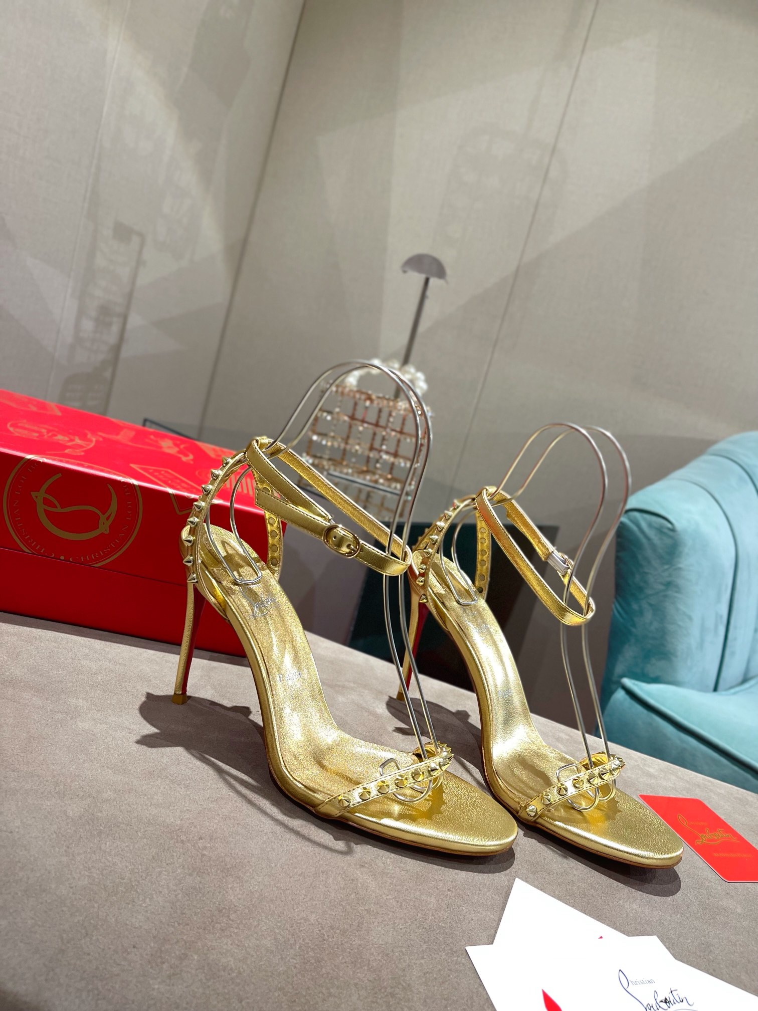 Bagsaaa Chr1st1an LOUBOUTIN So Me Spike 100 Metallic Gold Leather Heels