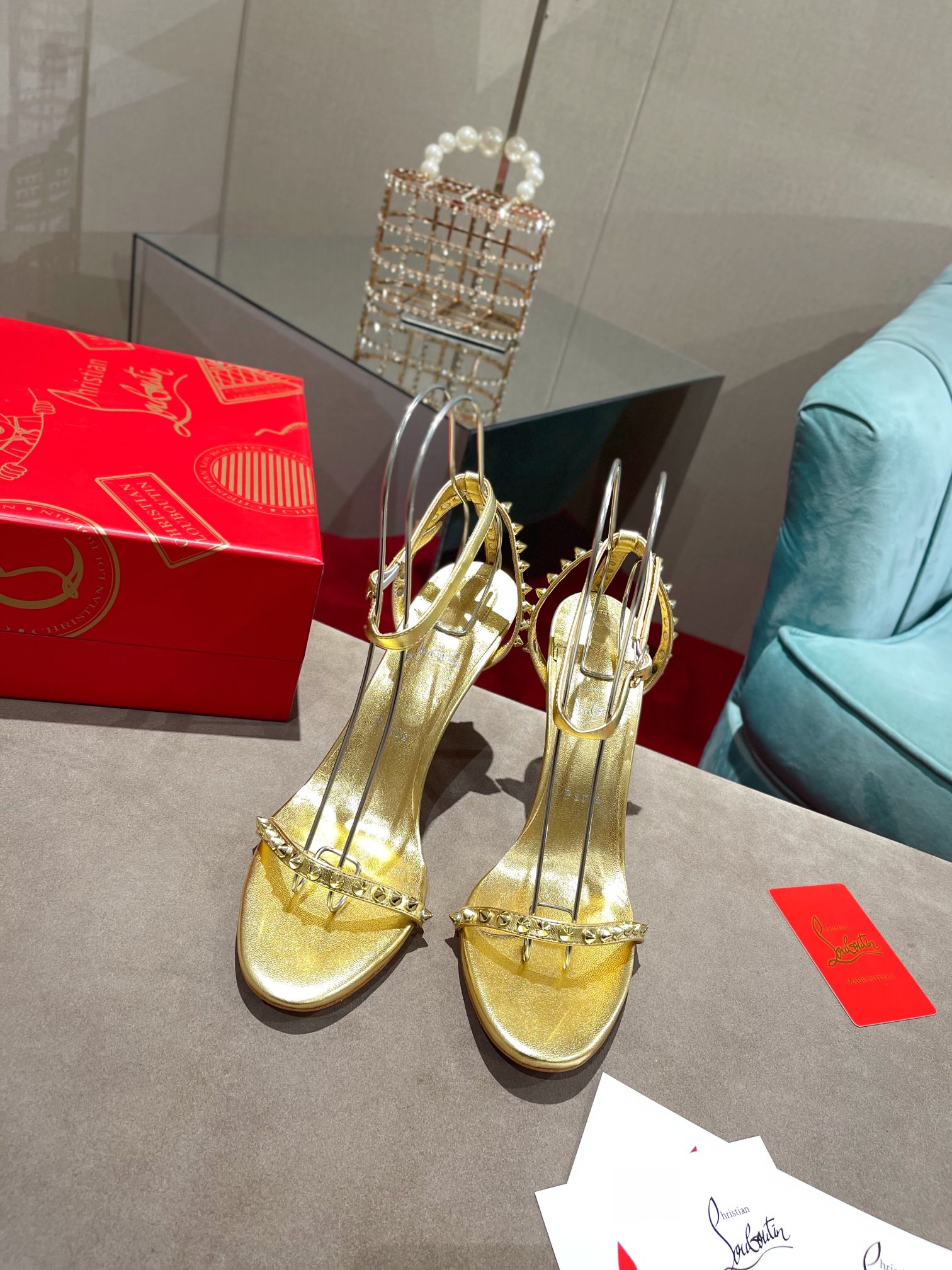 Bagsaaa Chr1st1an LOUBOUTIN So Me Spike 100 Metallic Gold Leather Heels
