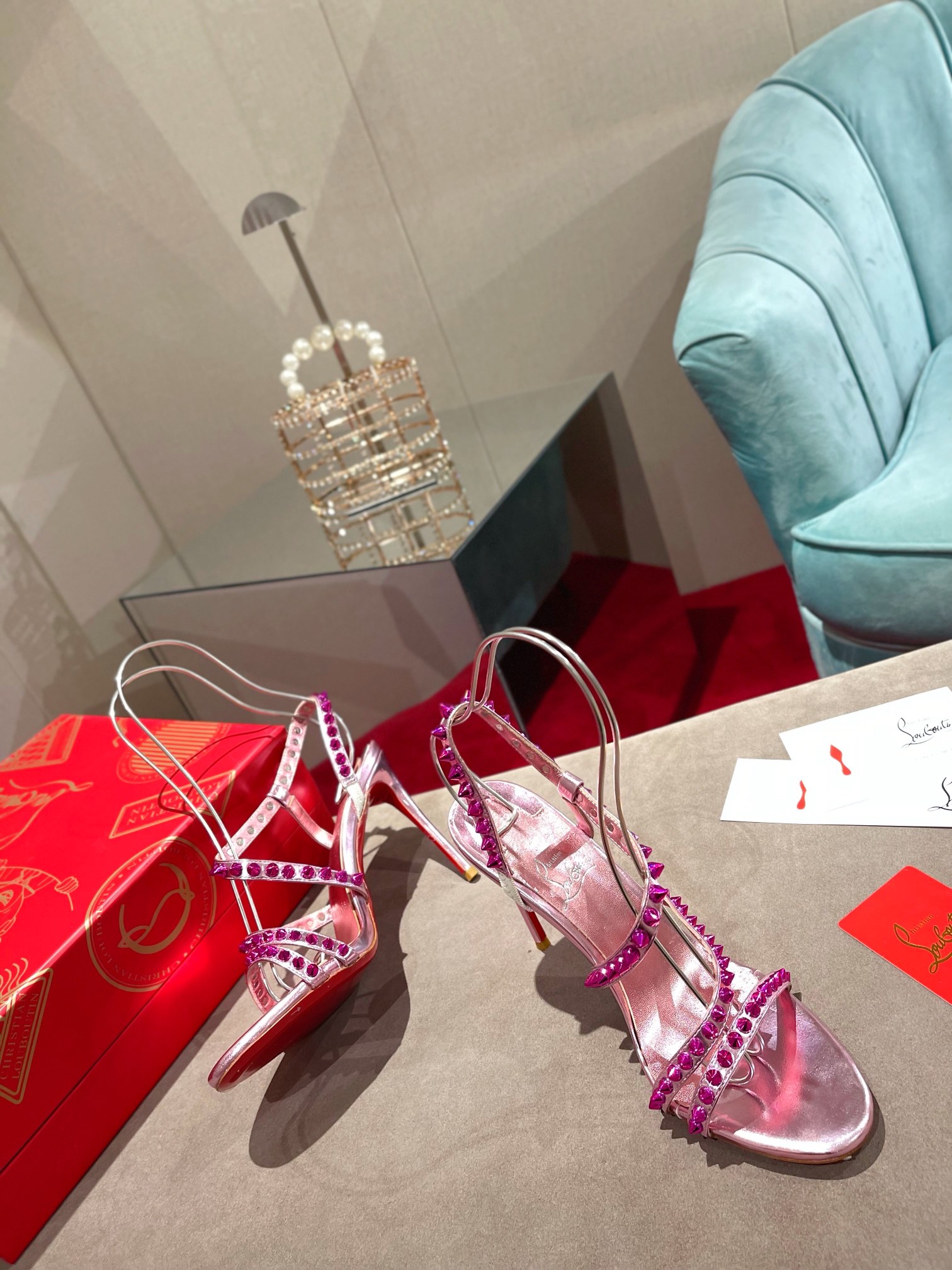 Bagsaaa Chr1st1an Louboutin Spikita Strap 100 Pink Spike Heels