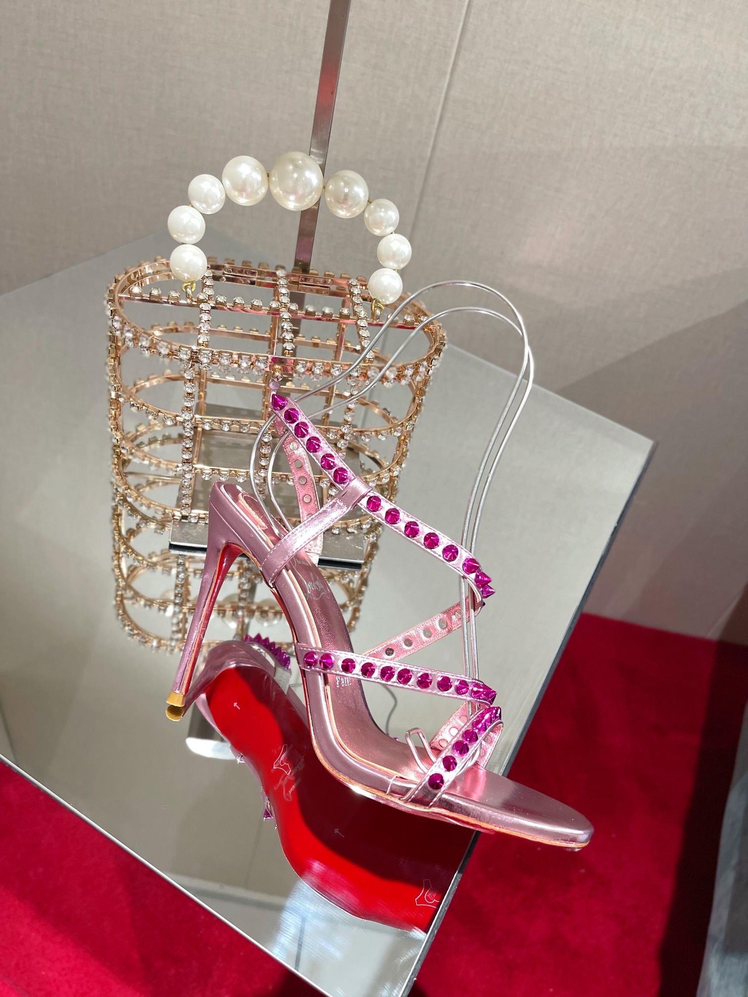 Bagsaaa Chr1st1an Louboutin Spikita Strap 100 Pink Spike Heels