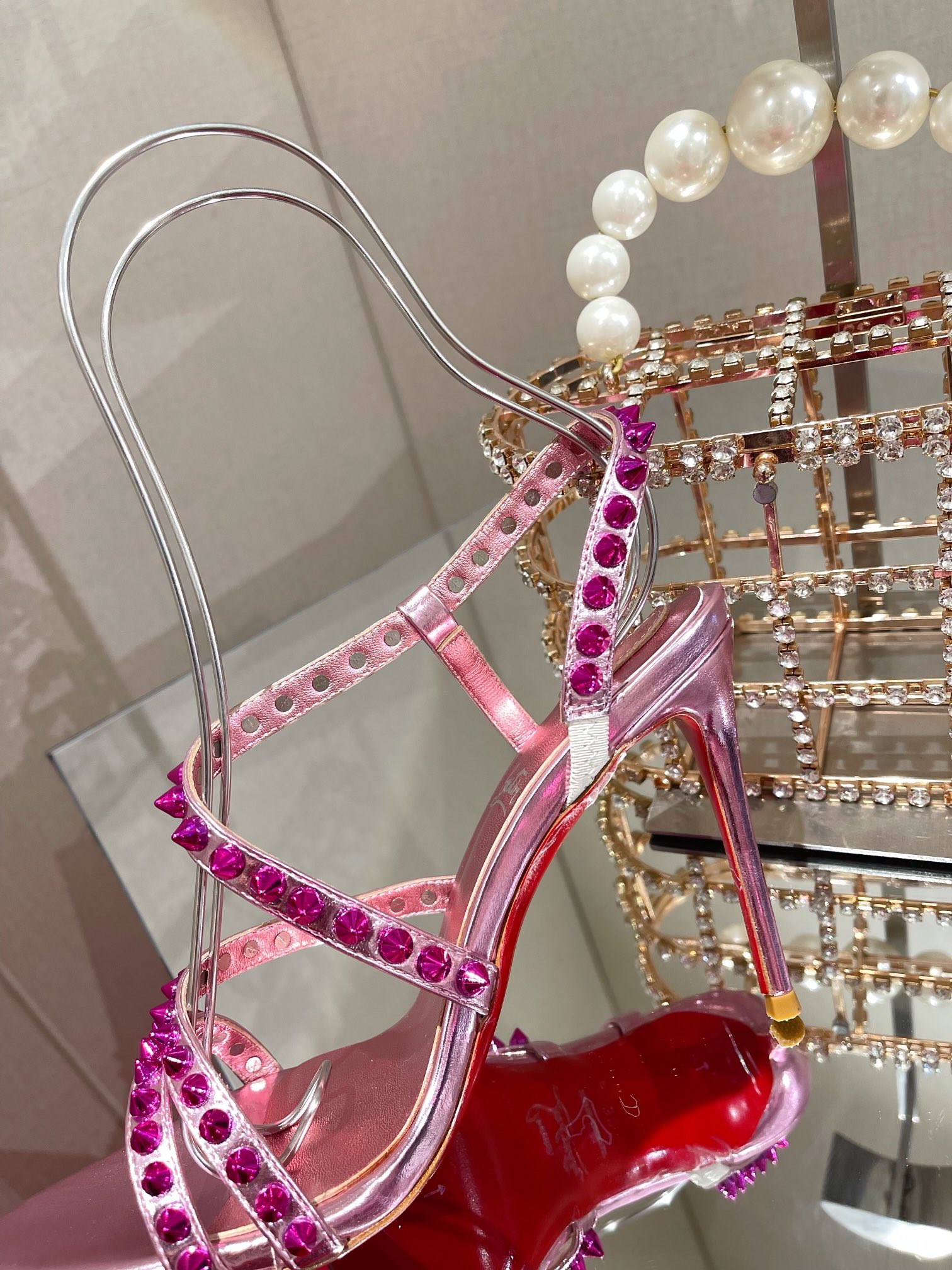Bagsaaa Chr1st1an Louboutin Spikita Strap 100 Pink Spike Heels