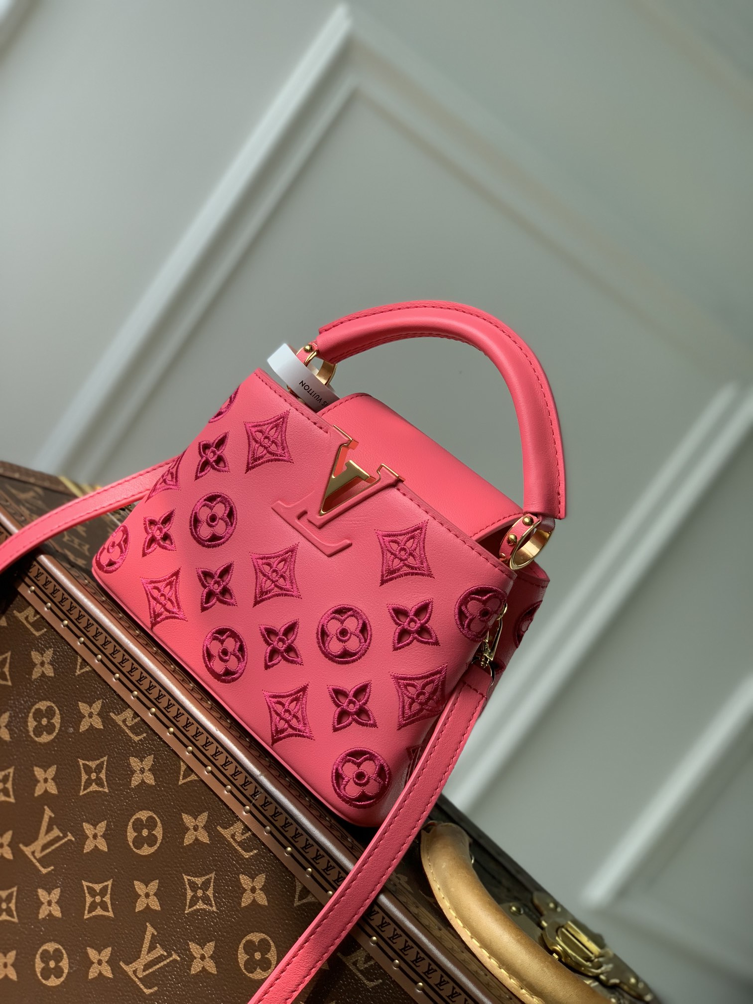 Bagsaaa L0vis Vvtt0n Capucines Mini Dark Pink Monogram - 21x14x8cm