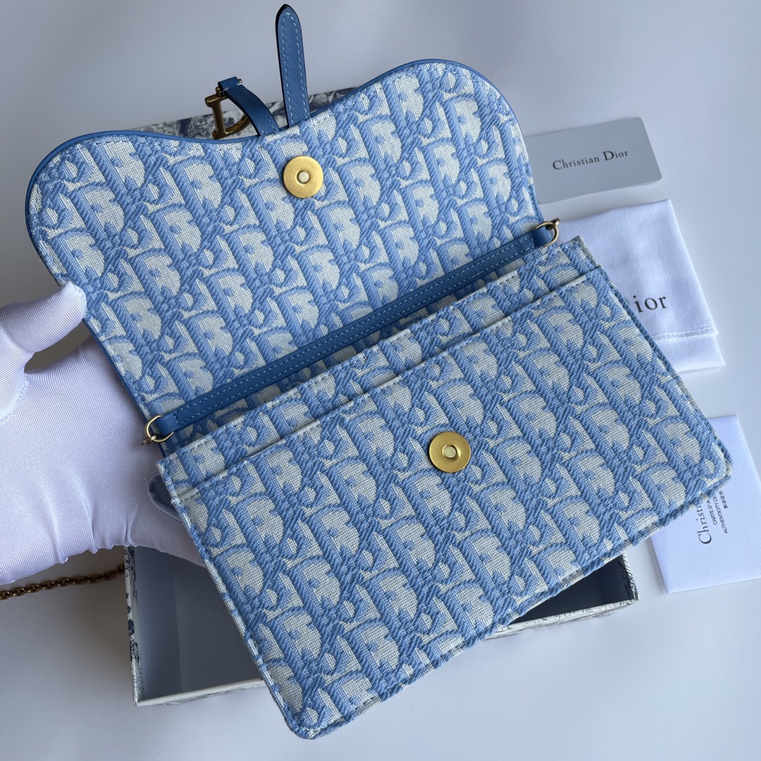 Bagsaaa D10r Saddle Pouch Light Blue D10r Oblique Jacquard - 22 x 14.5 x 4.5 cm
