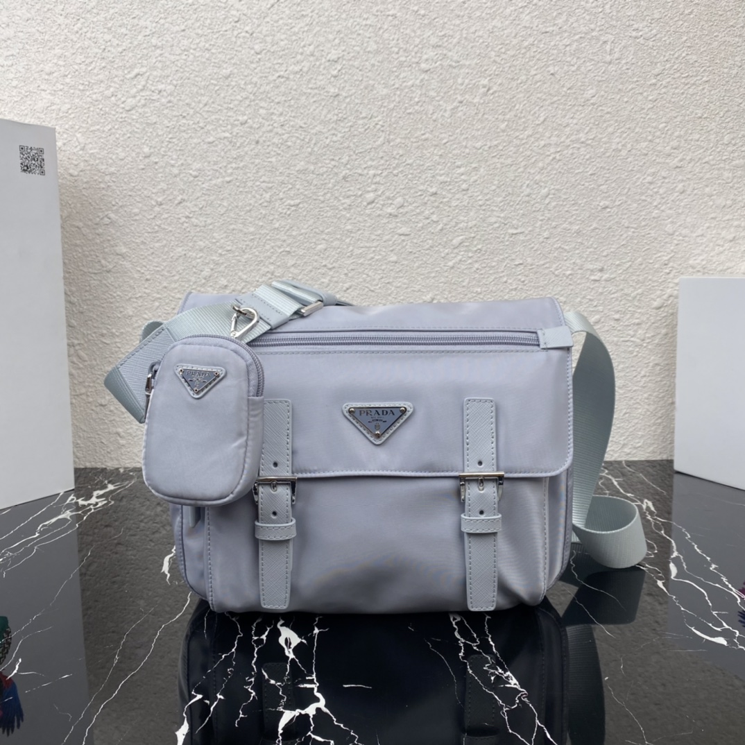 Bagsaaa Pra*a Re-Nylon light blue shoulder bag - 27x20.5x12cm