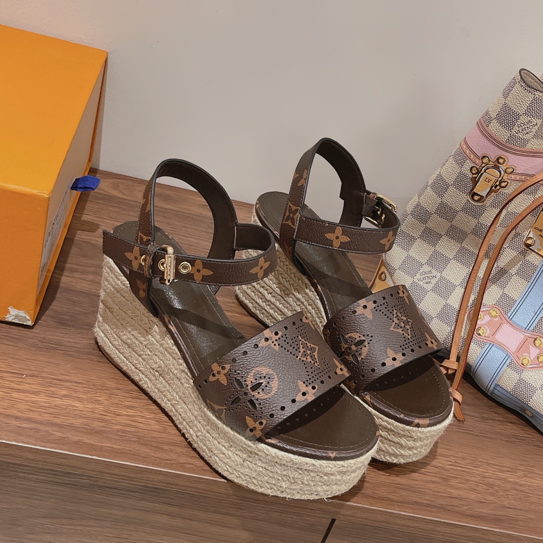 Bagsaaa L0vis Vvtt0n Starboard Wedge Sandal Brown Monogram