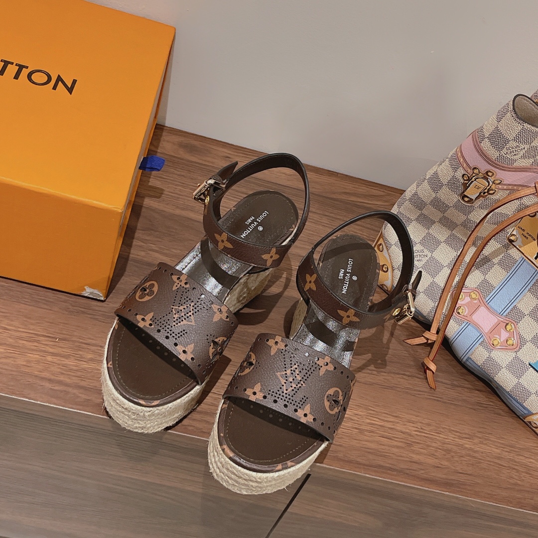 Bagsaaa L0vis Vvtt0n Starboard Wedge Sandal Brown Monogram