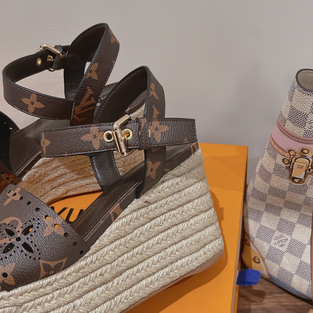 Bagsaaa L0vis Vvtt0n Starboard Wedge Sandal Brown Monogram