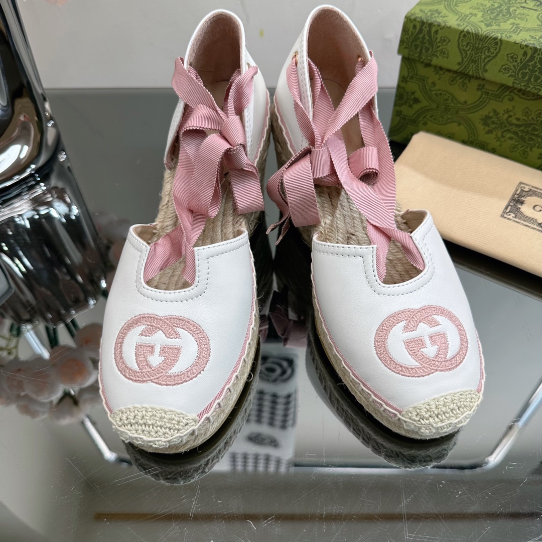 Bagsaaa Gvc*1 Ankle Tie Wedge Espadrille Pink Sandals