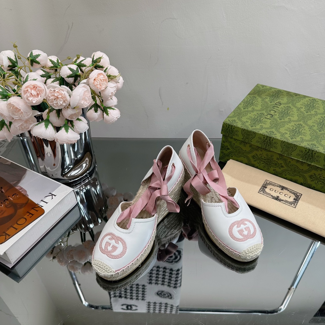 Bagsaaa Gvc*1 Ankle Tie Wedge Espadrille Pink Sandals
