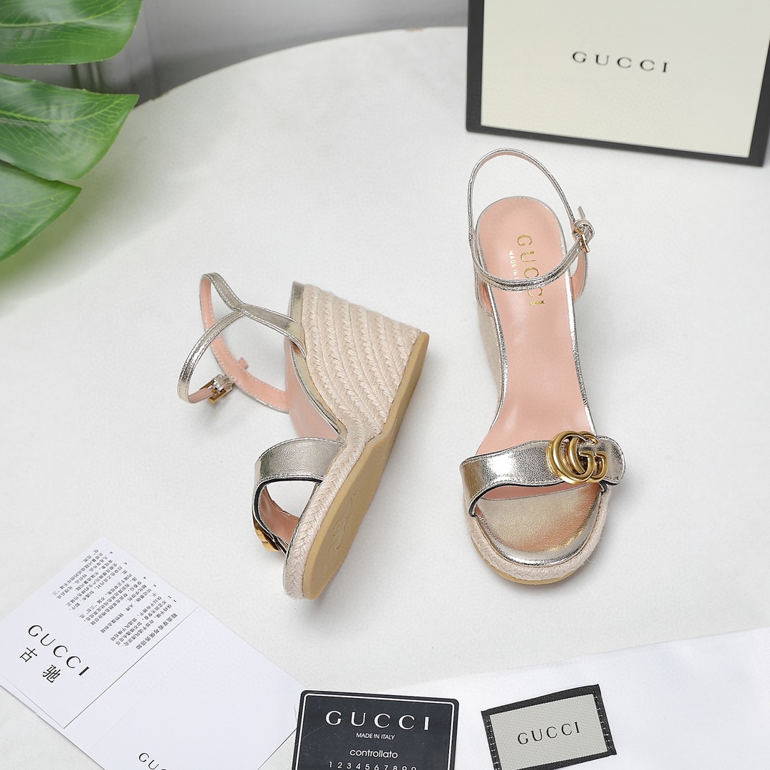 Bagsaaa Gvc*1 85mm Leather Wedge Espadrilles