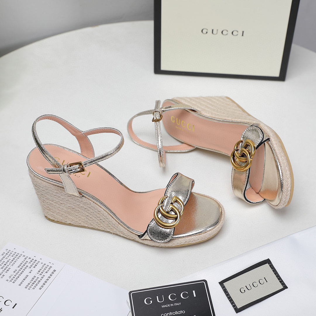Bagsaaa Gvc*1 85mm Leather Wedge Espadrilles