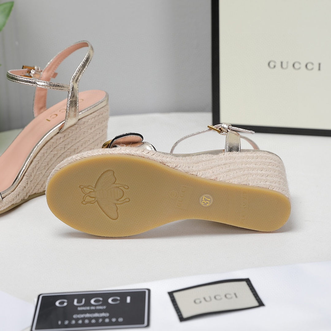 Bagsaaa Gvc*1 85mm Leather Wedge Espadrilles