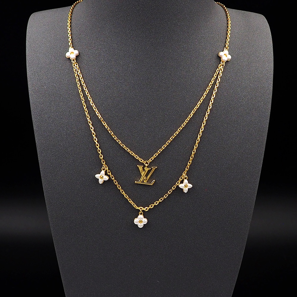 Bagsaaa L0vis Vvtt0n Floragram Necklace