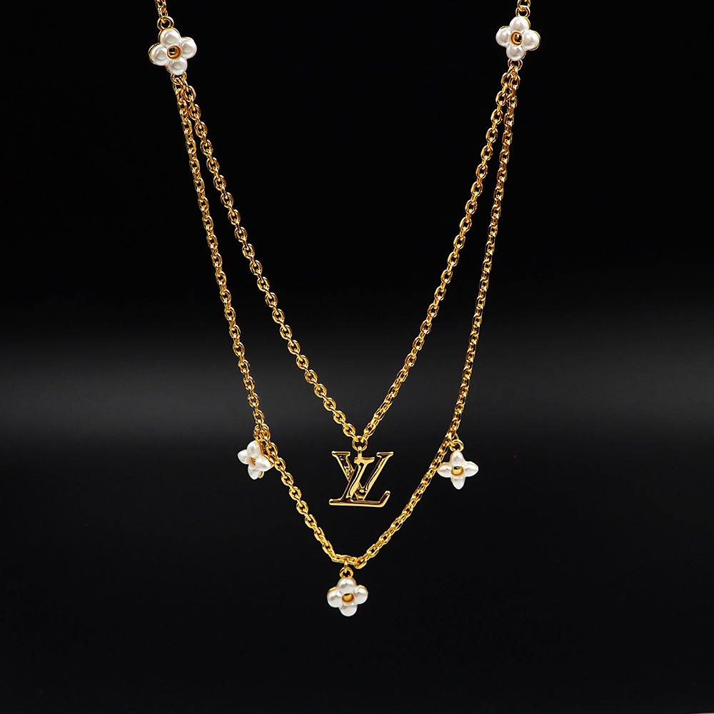 Bagsaaa L0vis Vvtt0n Floragram Necklace