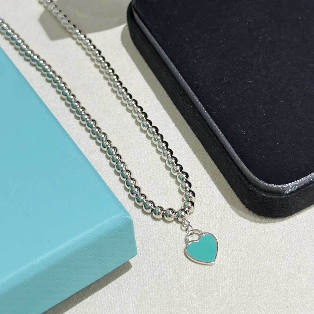 Bagsaaa T*f*ny&Co Blue Heart Necklace