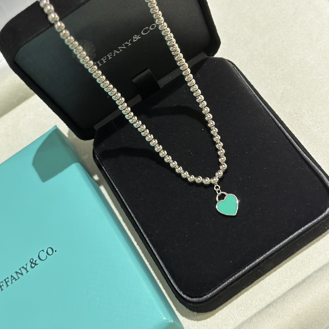 Bagsaaa T*f*ny&Co Blue Heart Necklace