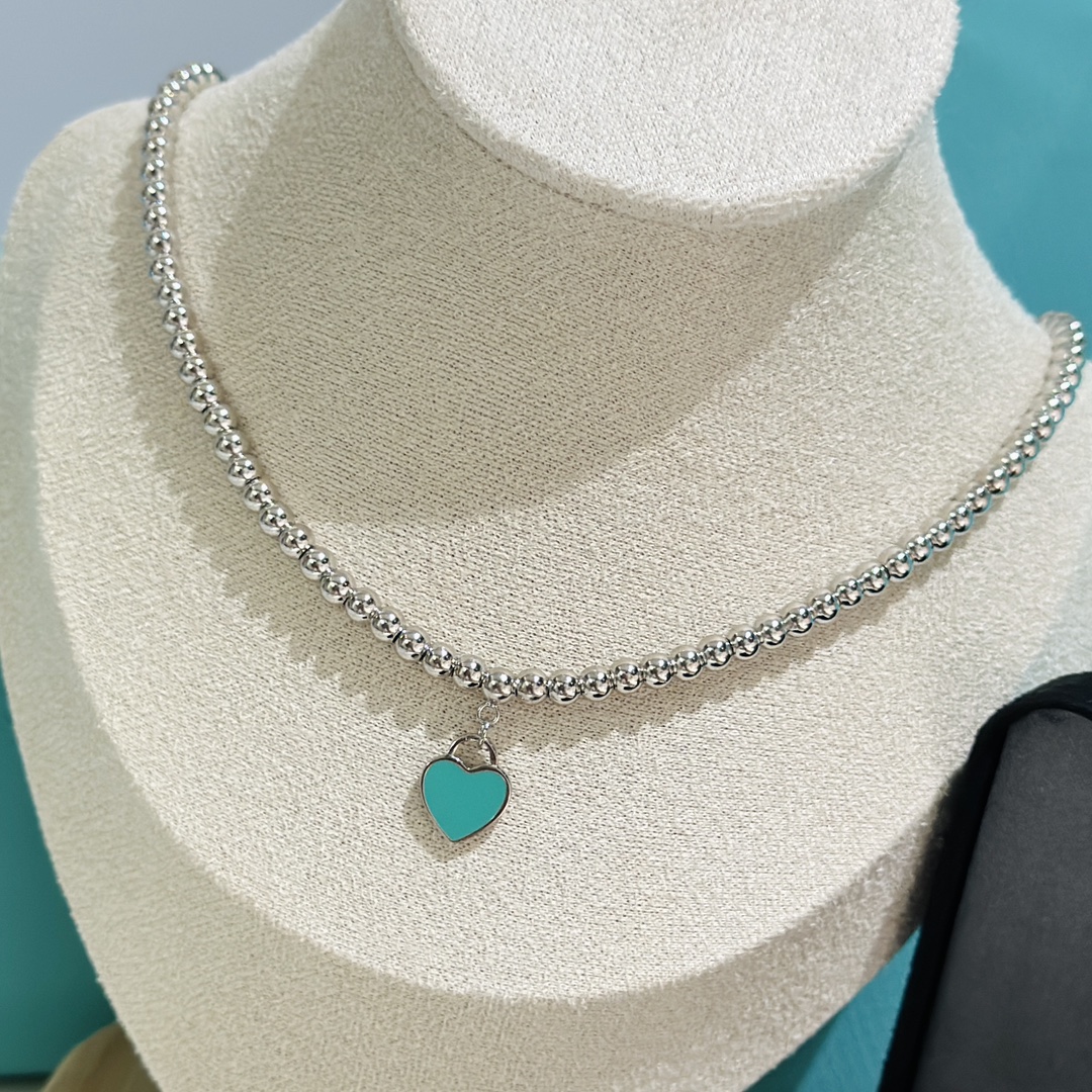Bagsaaa T*f*ny&Co Blue Heart Necklace