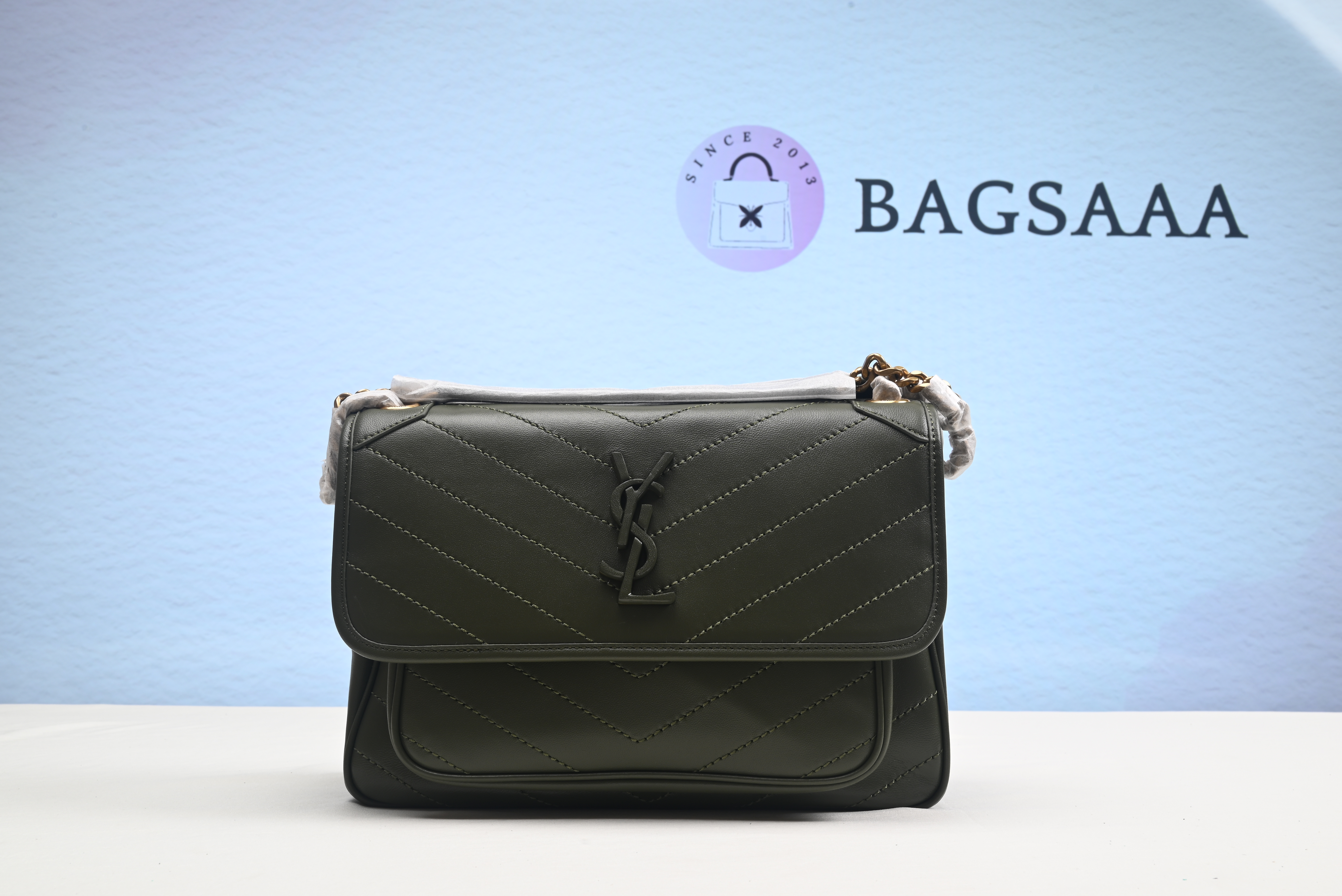 Bagsaaa Y51 Nikki Bag In Lambskin Green - H20 x W28 x D8.5 cm