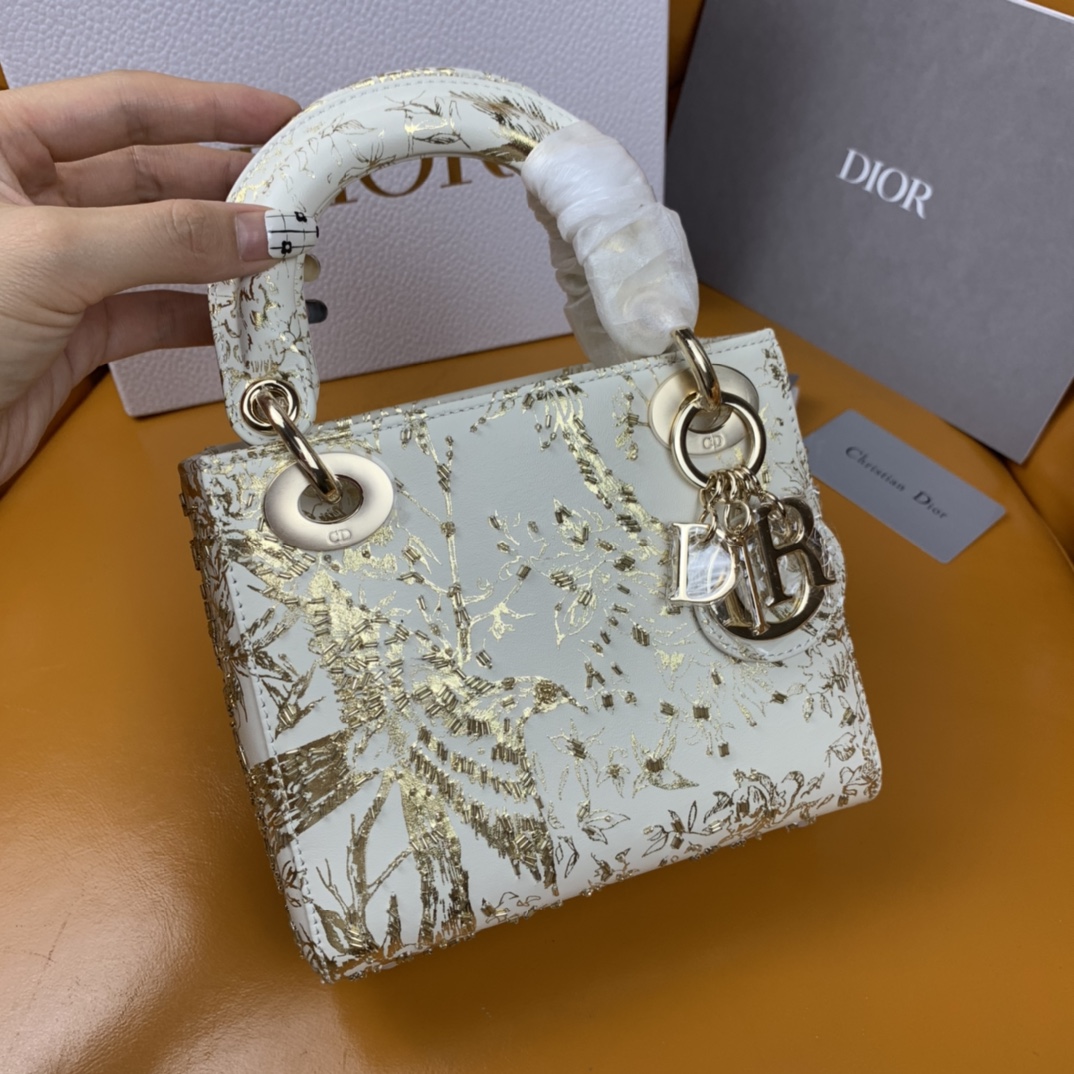 Bagsaaa D10r Mini Lady White Metallic Pattern