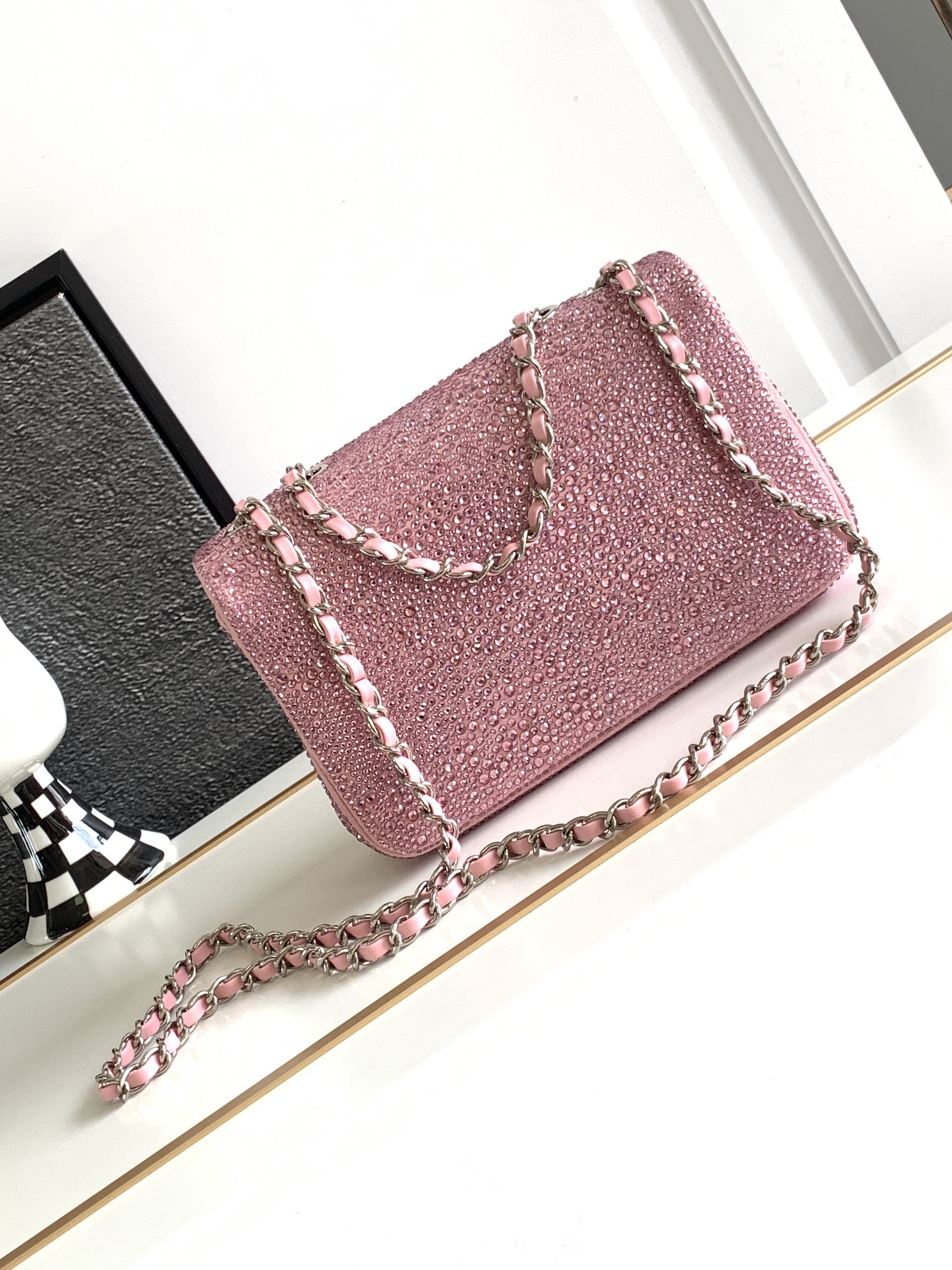 Bagsaaa Ch**el Flap Bag Glitter Crystal Pink Bag