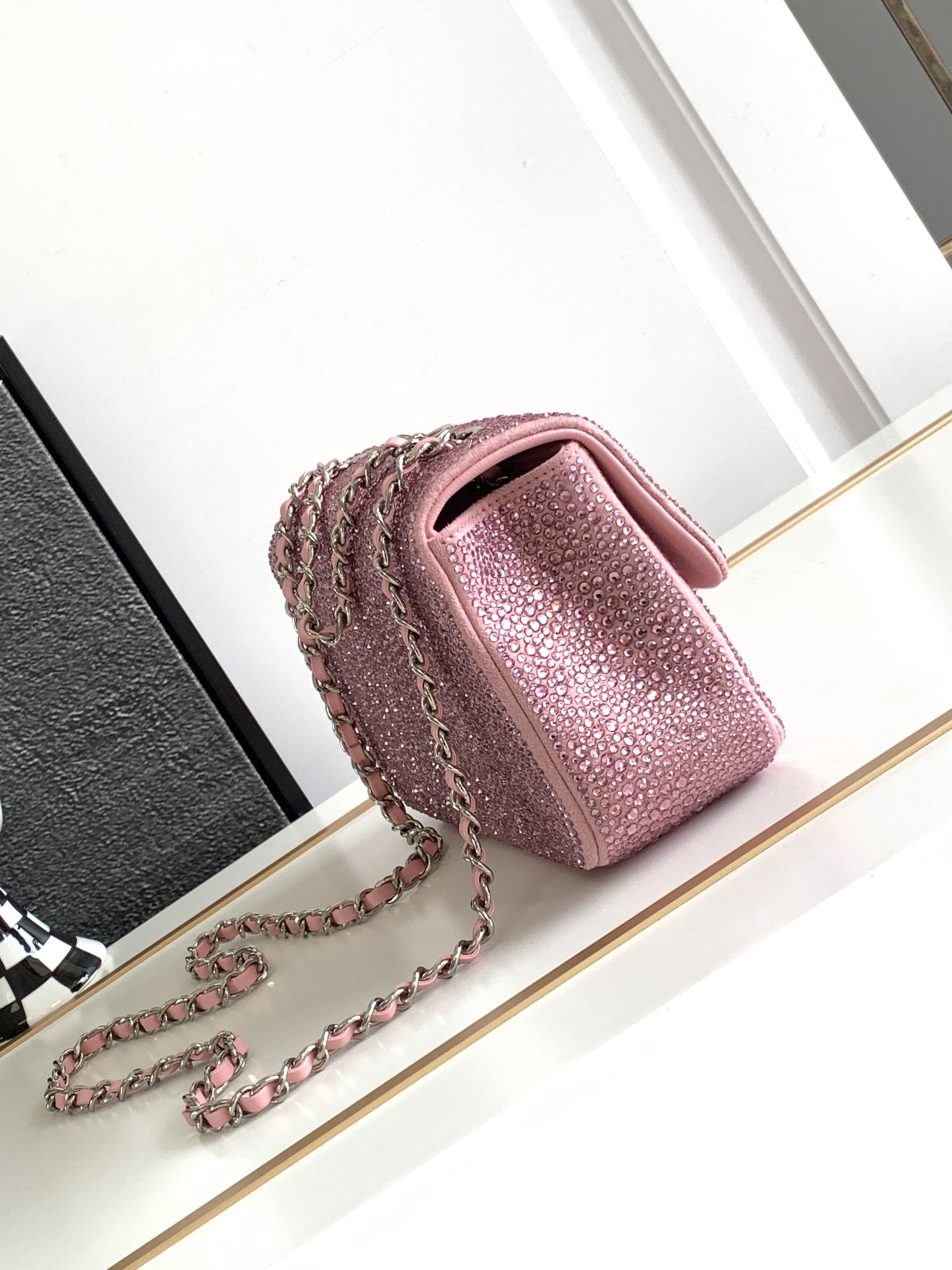 Bagsaaa Ch**el Flap Bag Glitter Crystal Pink Bag