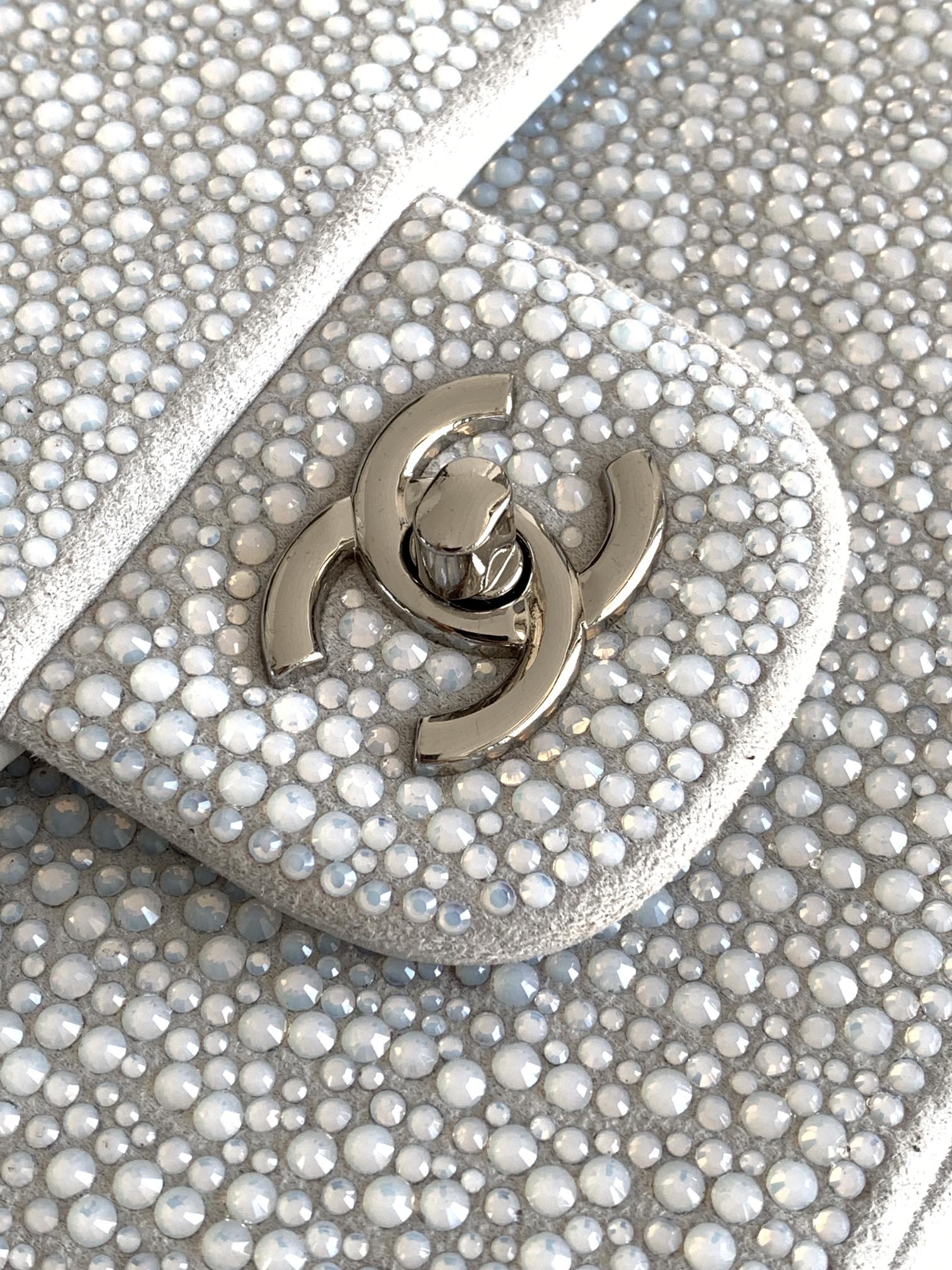 Bagsaaa Ch**el Flap Bag Glitter Crystal Silver Bag