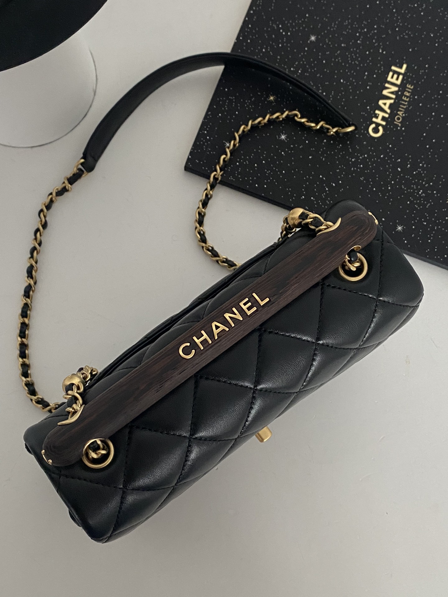 Bagsaaa Ch**el Small Flap Bag With Top Handle AS4151 Black - 13.5 × 21 × 6 cm