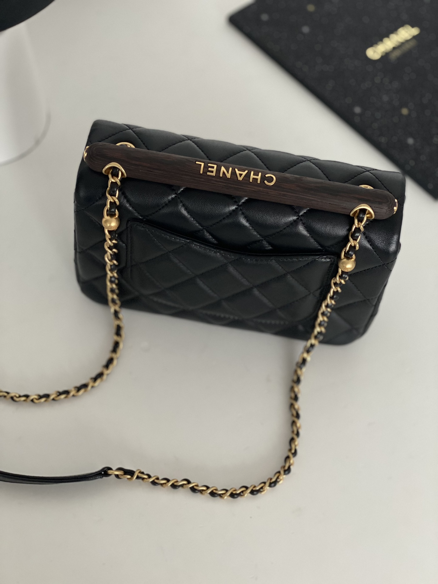 Bagsaaa Ch**el Small Flap Bag With Top Handle AS4151 Black - 13.5 × 21 × 6 cm