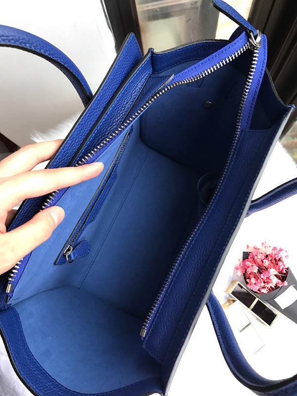 Bagsaaa Ce1i*e Micro Luggage In Drummed Calfskin In Blue - 27 X 25 X 13 CM