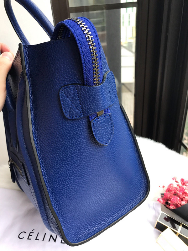 Bagsaaa Ce1i*e Micro Luggage In Drummed Calfskin In Blue - 27 X 25 X 13 CM