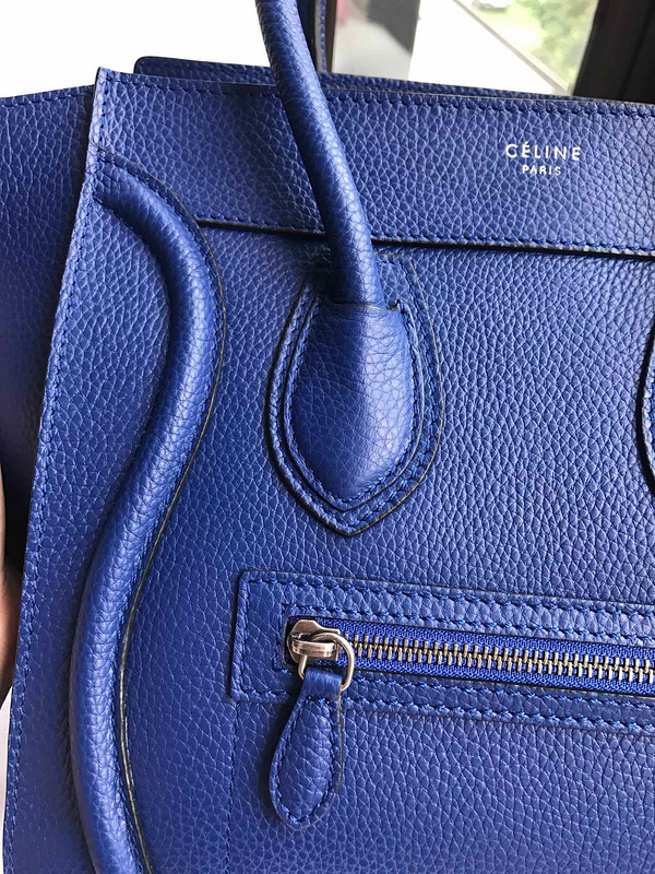 Bagsaaa Ce1i*e Micro Luggage In Drummed Calfskin In Blue - 27 X 25 X 13 CM