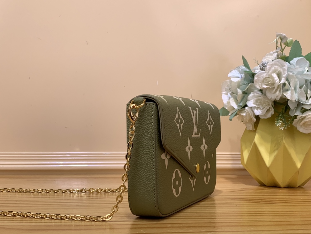 Bagsaaa L0vis Vvtt0n M82480 Félicie Pochette Khaki / Cream - 21 x 12 x 3 cm