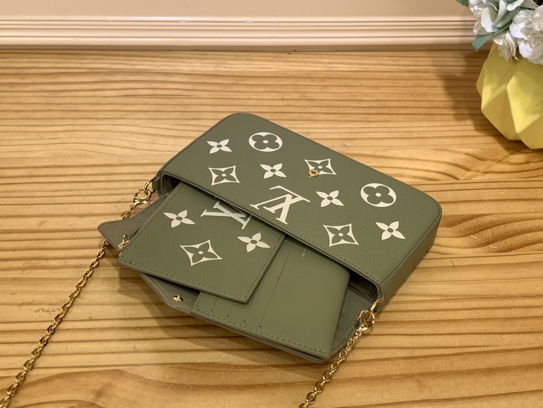 Bagsaaa L0vis Vvtt0n M82480 Félicie Pochette Khaki / Cream - 21 x 12 x 3 cm