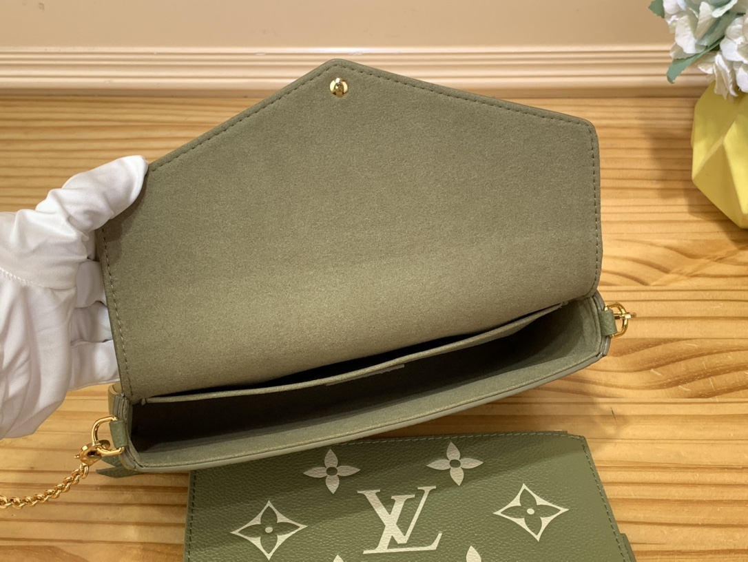 Bagsaaa L0vis Vvtt0n M82480 Félicie Pochette Khaki / Cream - 21 x 12 x 3 cm