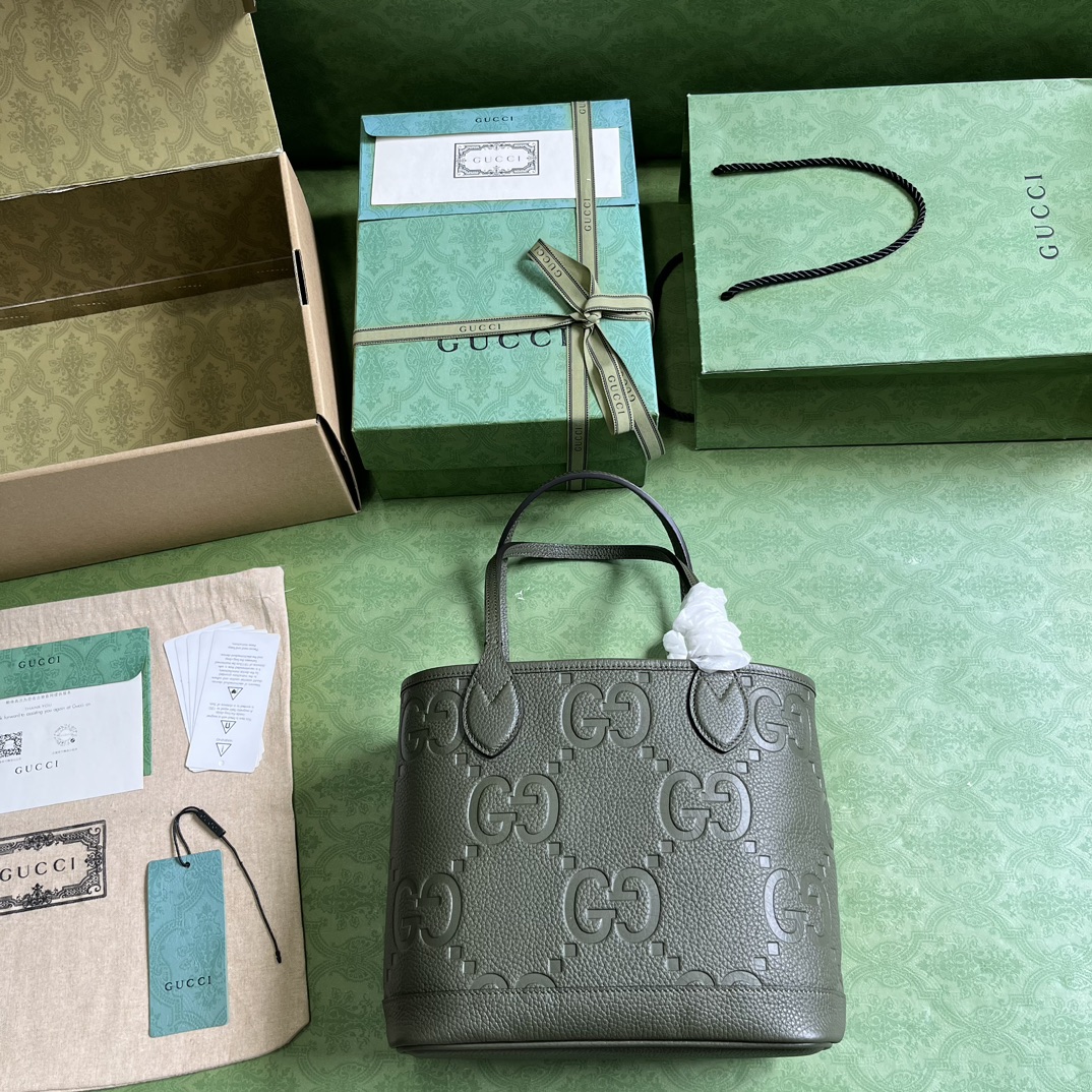 Bagsaaa Gvc*1 Jumbo GG in dark green tote - 25x 22x 12cm