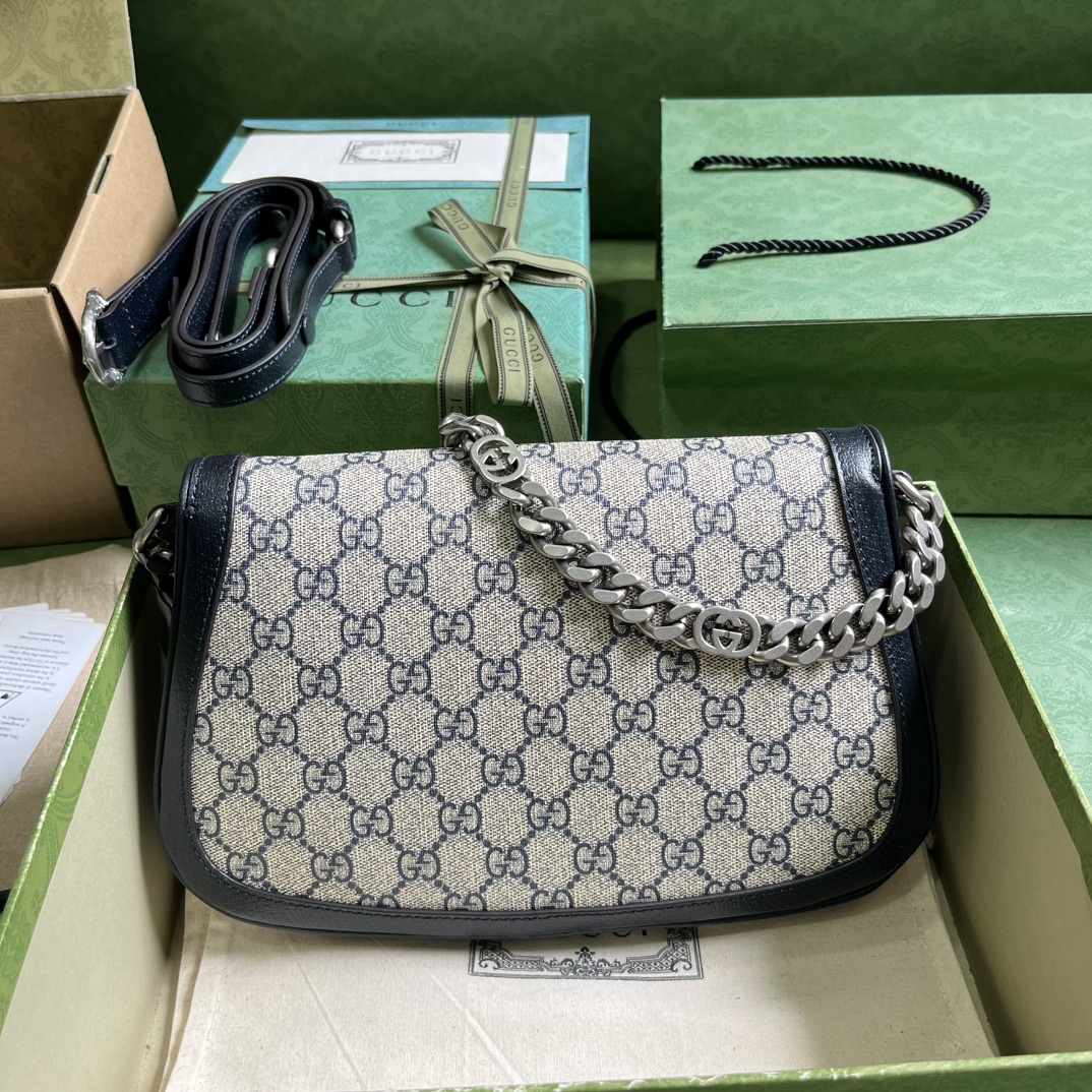 Bagsaaa Gvc*1 Blondie Shoulder Bag Canvas Leather Blue - 28x16x4cm
