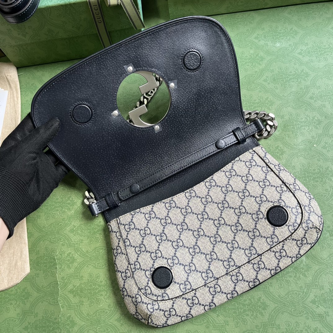 Bagsaaa Gvc*1 Blondie Shoulder Bag Canvas Leather Blue - 28x16x4cm