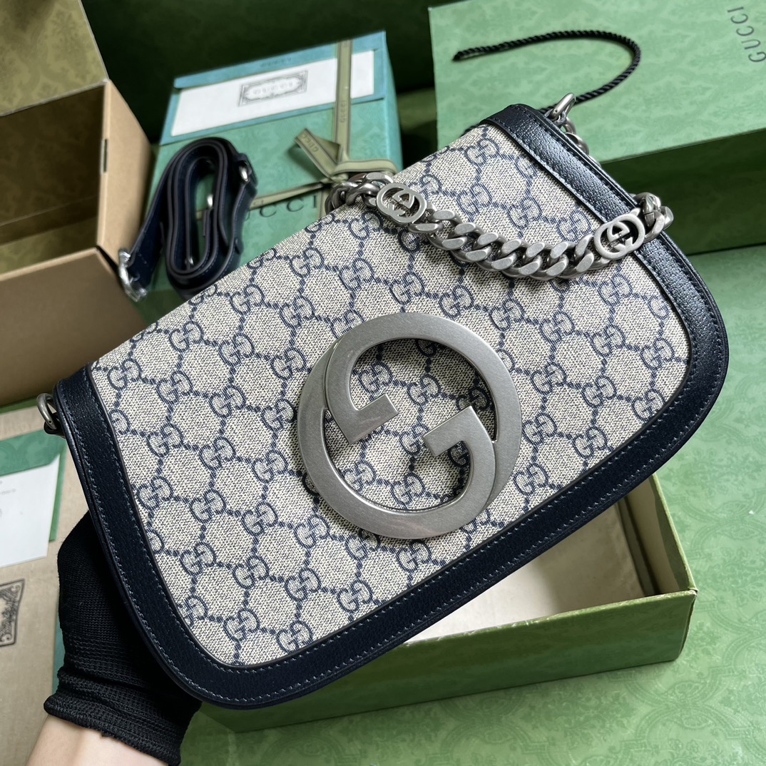 Bagsaaa Gvc*1 Blondie Shoulder Bag Canvas Leather Blue - 28x16x4cm