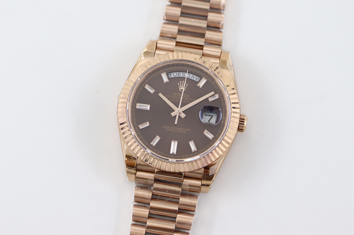Bagsaaa R01ex Day-Date 40mm Rose Gold Chocolate Dial