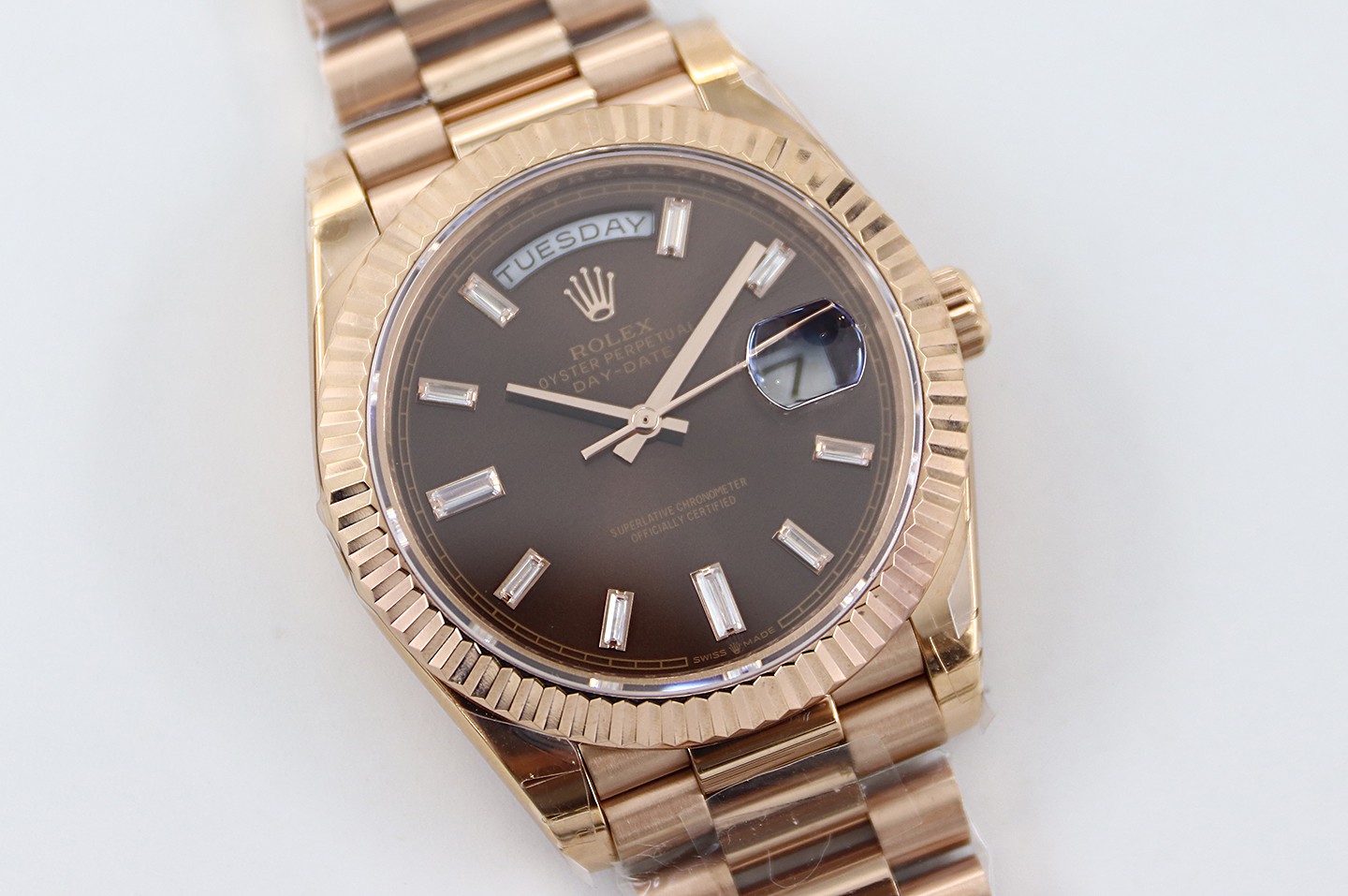 Bagsaaa R01ex Day-Date 40mm Rose Gold Chocolate Dial