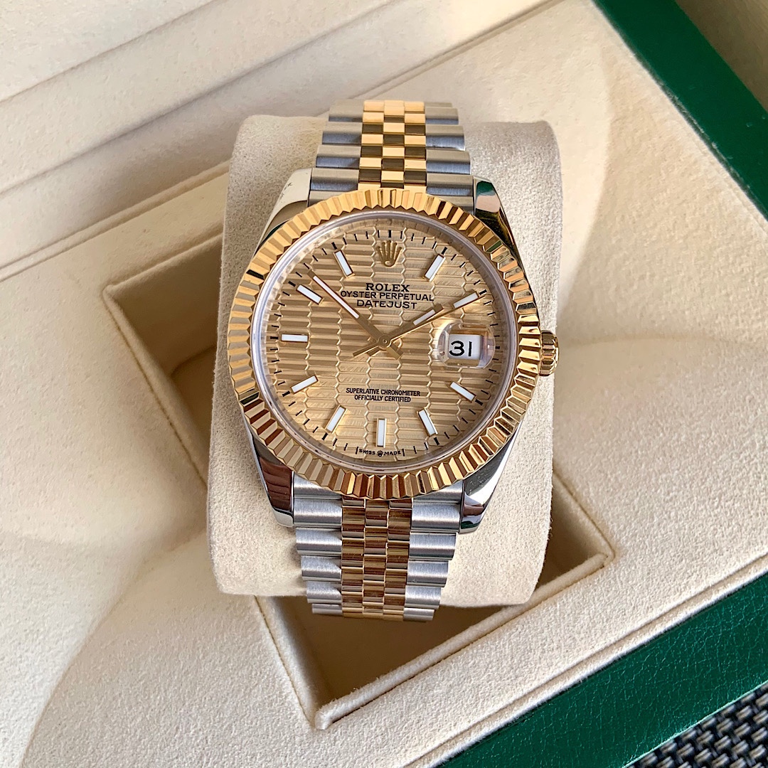 Bagsaaa R01ex Datejust Jubilee Steel & 18K Yellow Gold Champagne Motif Index Dial
