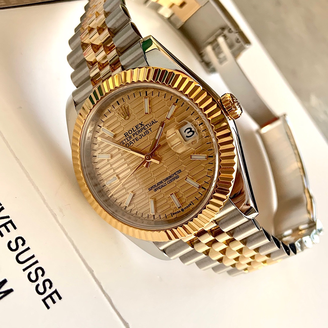 Bagsaaa R01ex Datejust Jubilee Steel & 18K Yellow Gold Champagne Motif Index Dial