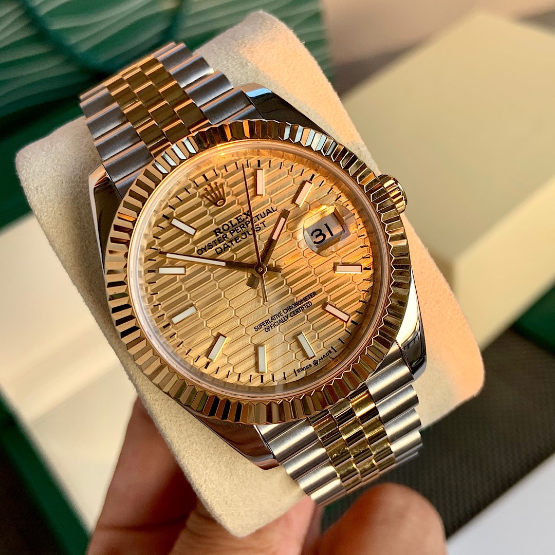 Bagsaaa R01ex Datejust Jubilee Steel & 18K Yellow Gold Champagne Motif Index Dial