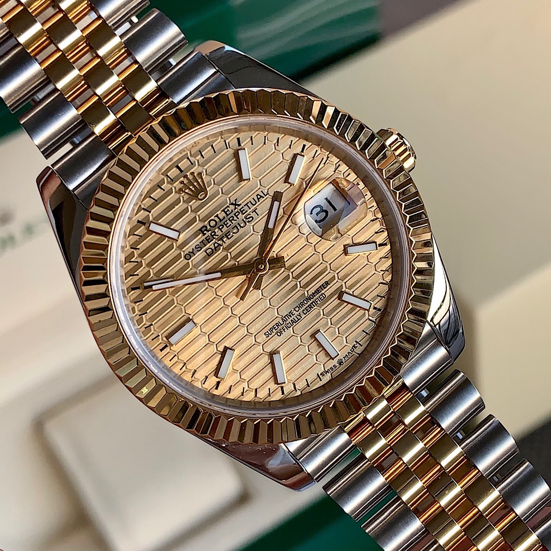 Bagsaaa R01ex Datejust Jubilee Steel & 18K Yellow Gold Champagne Motif Index Dial